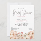 Blush Florals Script Brautparty Einladung (Vorderseite)