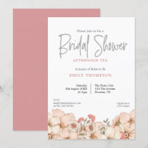 Blush Florals Script Brautparty Einladung