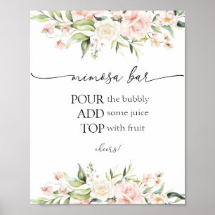 Blush Florals und Greenerity Mimosa Bar Sign Poster