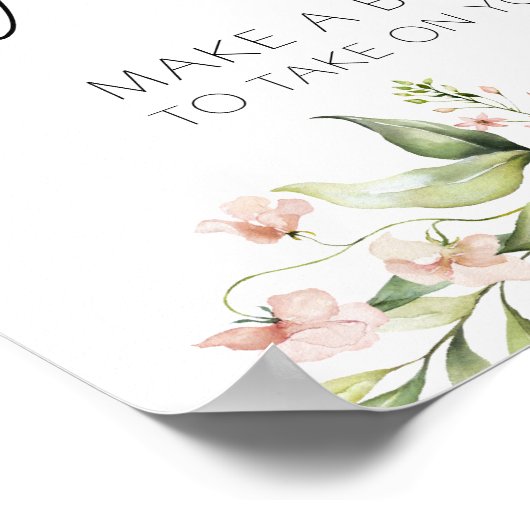 Blush Florals und Greenery Blume Bar Sign Poster (Ecke)