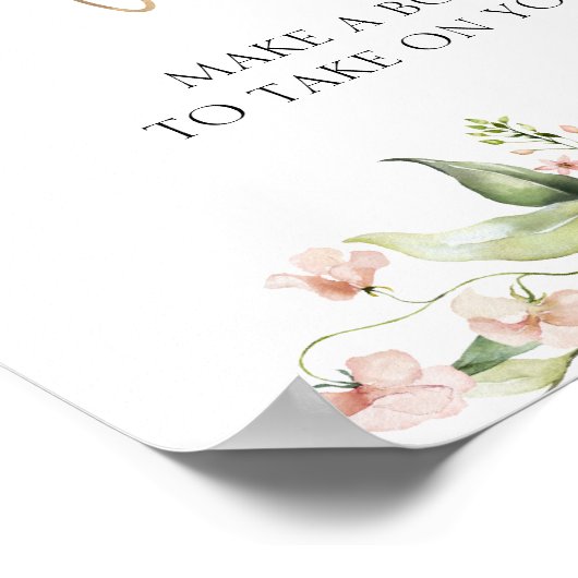 Blush Florals und Greenery Blume Cart Sign Poster (Ecke)