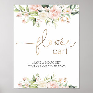 Blush Florals und Greenery Blume Cart Sign Poster