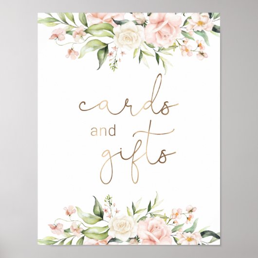 Blush Florals und Grüne Karten und Geschenke Zeich Poster (Vorne)