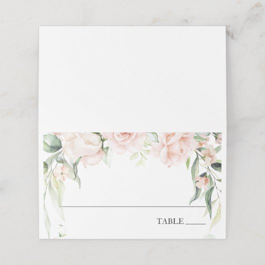 Blush Florals und Platzkarten des Grüns (Außenseite Aufgefaltet)