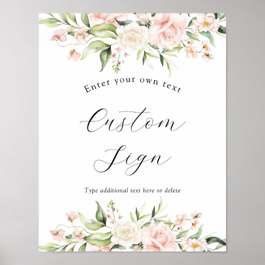 Blush Florals und Vliesstoff Textsymbol Poster (Vorne)
