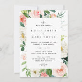 Blush Florals Wedding Einladung (Vorderseite)