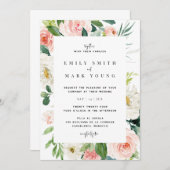 Blush Florals Wedding Einladung (Vorne/Hinten)