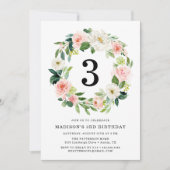 Blush Florals | Wreath Birthday Party Einladung (Vorderseite)