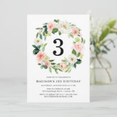 Blush Florals | Wreath Birthday Party Einladung (Stehend Vorderseite)