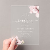 Blush Flower Petals Elegant Girls Baptism Acryleinladungen (Insitu (Handheld))
