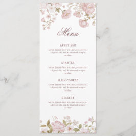 Blush Flowers Klassisches Menü Menükarte