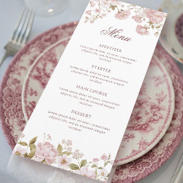 Blush Flowers Klassisches Menü Menükarte