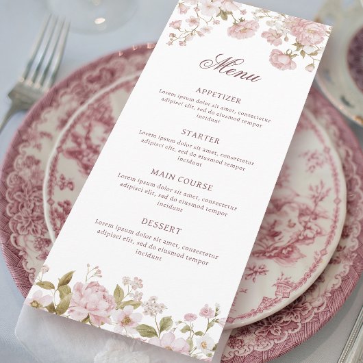 Blush Flowers Klassisches Menü Menükarte