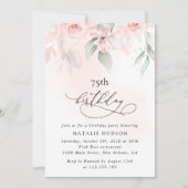 Blush Flowers, Pink Flowers, Boho, Birthday Einladung (Vorderseite)