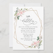 Blush Flowers, Pink Flowers, Boho, Birthday Einladung (Vorderseite)