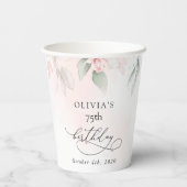 Blush Flowers, Pink Flowers, Boho, Birthday Pappbecher (Rückseite)