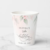 Blush Flowers, Pink Flowers, Boho, Birthday Pappbecher (Vorderseite)