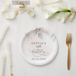 Blush Flowers, Pink Flowers, Boho, Birthday Pappteller