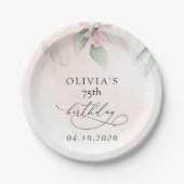 Blush Flowers, Pink Flowers, Boho, Birthday Pappteller (Vorderseite)