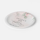 Blush Flowers, Pink Flowers, Boho, Birthday Pappteller (Schrägansicht)
