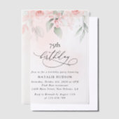 Blush Flowers, Pink Flowers, Boho, Birthday Pergament Einladungen (Versetzt)