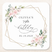 Blush Flowers, Pink Flowers, Boho, Birthday Rechteckiger Pappuntersetzer (Vorderseite)