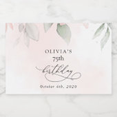 Blush Flowers, Pink Flowers, Boho, Birthday Schaumweinetikett (Einzelnes Label)