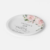 Blush Flowers, Pink Flowers, Greenery, Birthday Pappteller (Schrägansicht)