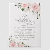 Blush Flowers, Pink Flowers, Greenery, Birthday Pergament Einladungen (Vorderseite)