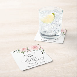 Blush Flowers, Pink Flowers, Greenery, Birthday Rechteckiger Pappuntersetzer