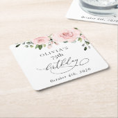 Blush Flowers, Pink Flowers, Greenery, Birthday Rechteckiger Pappuntersetzer (angewinkelt)