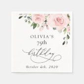 Blush Flowers, Pink Flowers, Greenery, Birthday Serviette (Vorderseite)