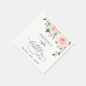 Blush Flowers, Pink Flowers, Greenery, Birthday Serviette (Ecke)