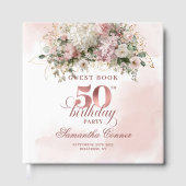 Blush Flowers Rose Gold Greenery 50th Birthday Gästebuch (Vorderseite)
