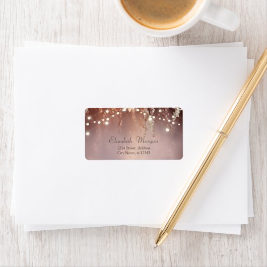 Blush Flowers String Lights Adressaufkleber (Insitu)