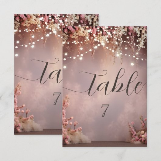 Blush Flowers String Lights Einladung (Vorne/Hinten)