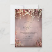 Blush Flowers String Lights Wedding Einladung (Vorderseite)