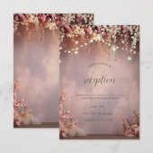 Blush Flowers String Lights Wedding Einladung (Vorne/Hinten)