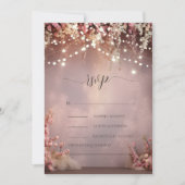Blush Flowers String Lights Wedding RSVP   Einladung (Vorderseite)