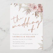 Blush Flowers The Wedding of Rose Gold Real Folieneinladung (Vorderseite)