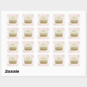 Blush Flush Gold Wedding Square Sticker (Blatt)