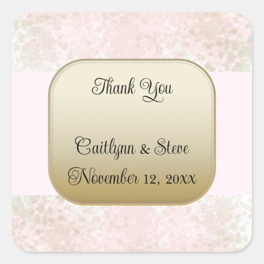 Blush Flush Gold Wedding Square Sticker (Vorderseite)