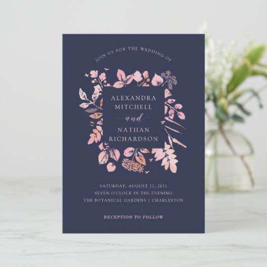 Blush Foliage | Hochzeit Einladung (Stehend Vorderseite)