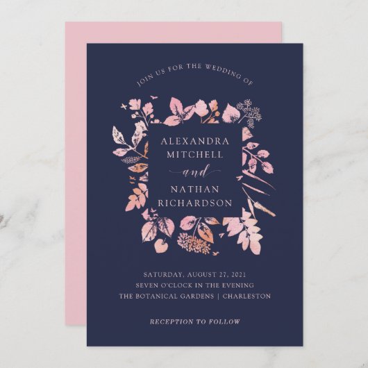 Blush Foliage | Hochzeit Einladung (Vorne/Hinten)