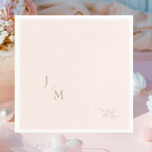 Blush Foliage Monogram Wedding peresonalized