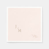 Blush Foliage Monogram Wedding peresonalized Serviette (Vorderseite)