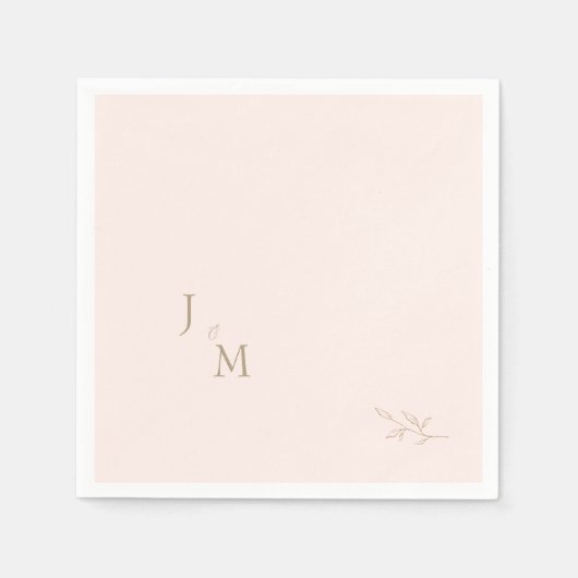 Blush Foliage Monogram Wedding peresonalized Serviette (Vorderseite)