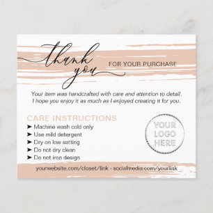 Blush Form Danke Wasch Care Instruktionen Flyer