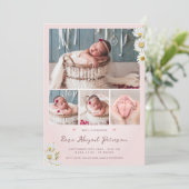 Blush Foto Begrüßung des Neugeborenen-Mädchen Gebu Ankündigung (Stehend Vorderseite)