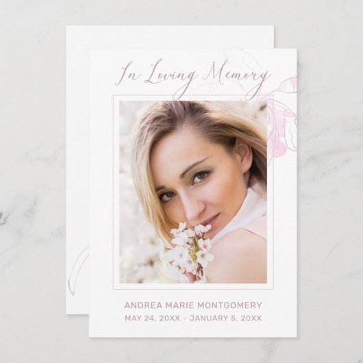 Blush Foto Beileid Dankeskarte (Vorne/Hinten)